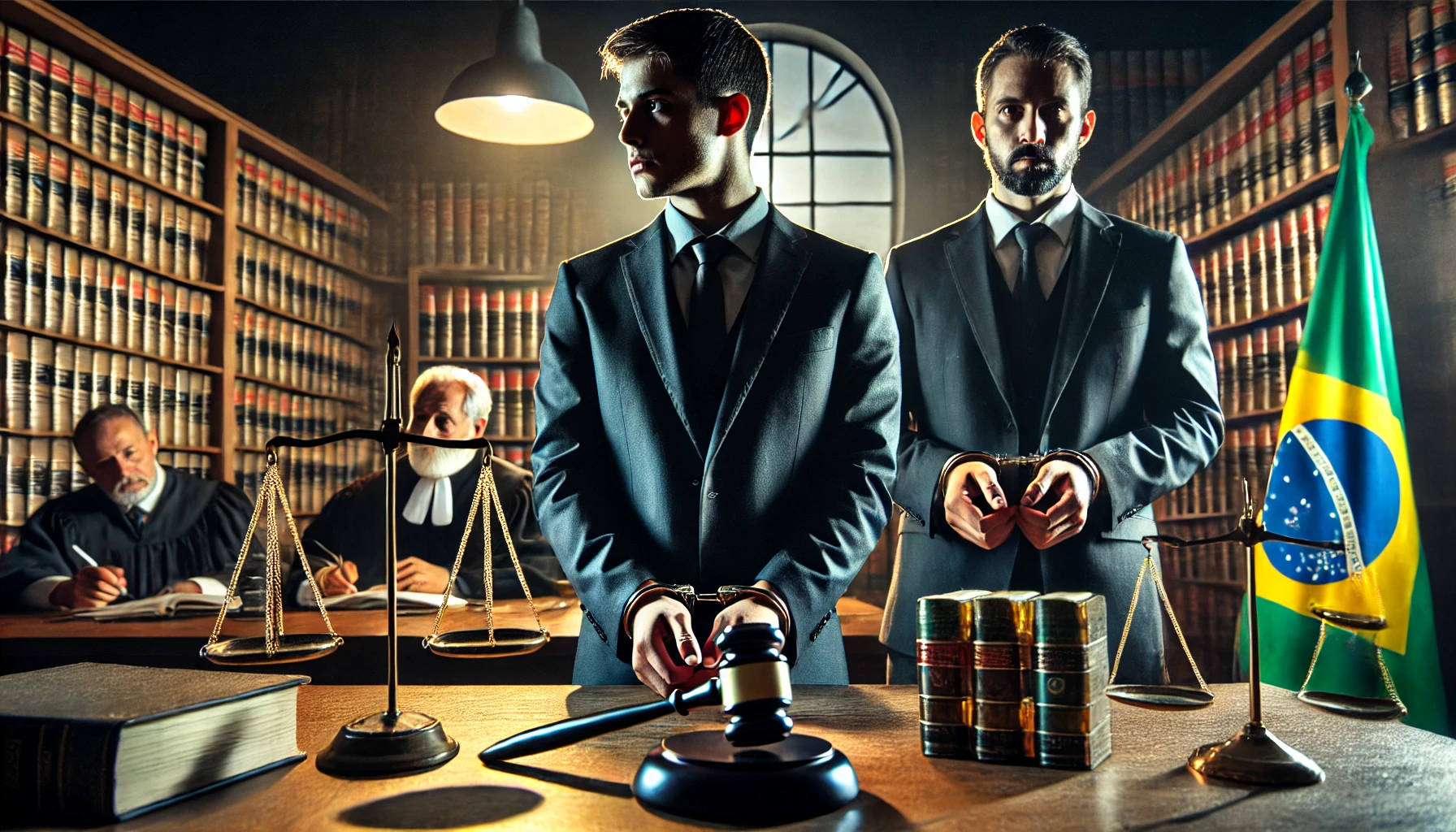 Brazilian criminal procedure law. The image should depict a courtroom scene